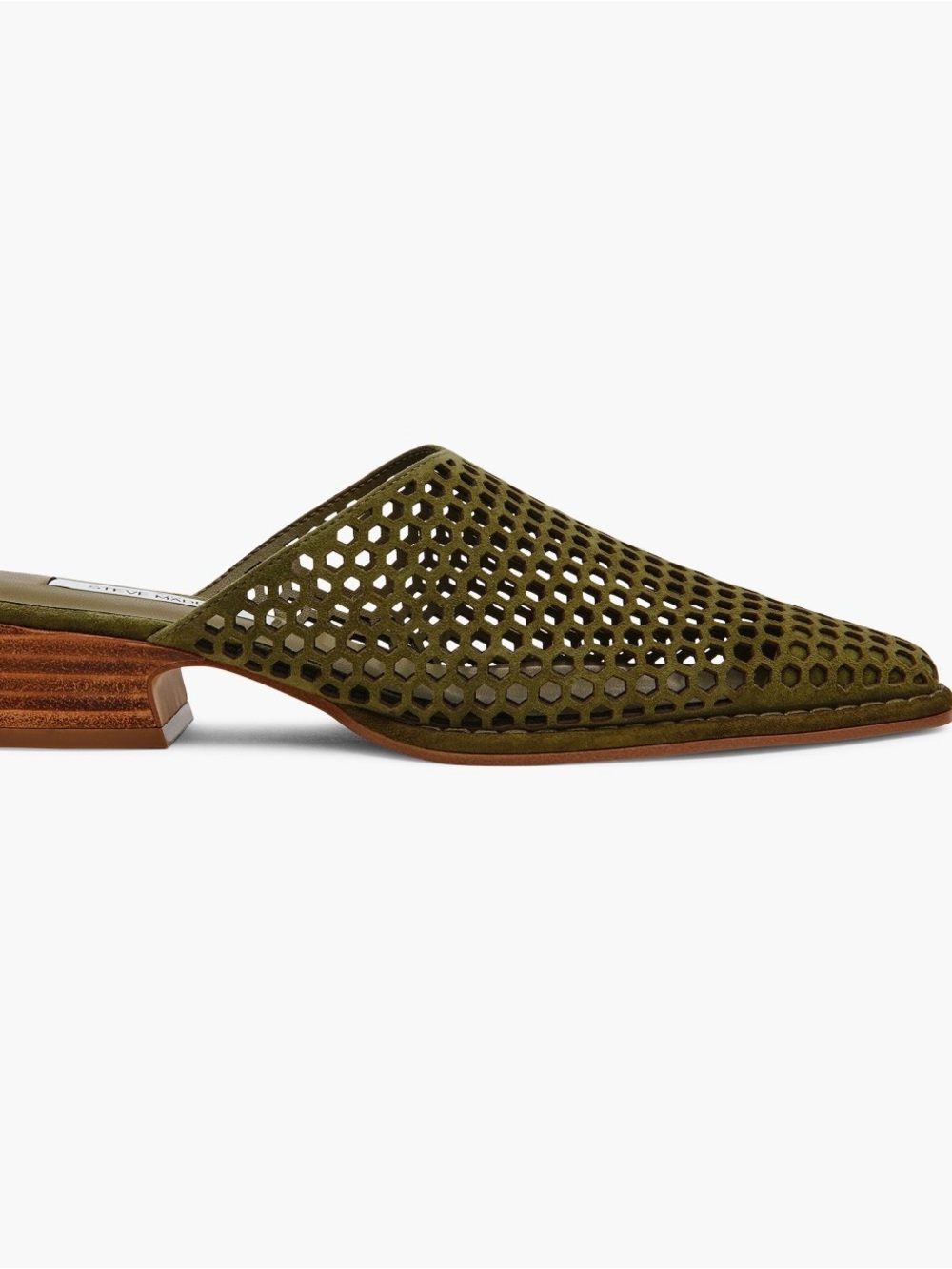 Steve Madden Olive Green Dessa -Perforated Suede Mule